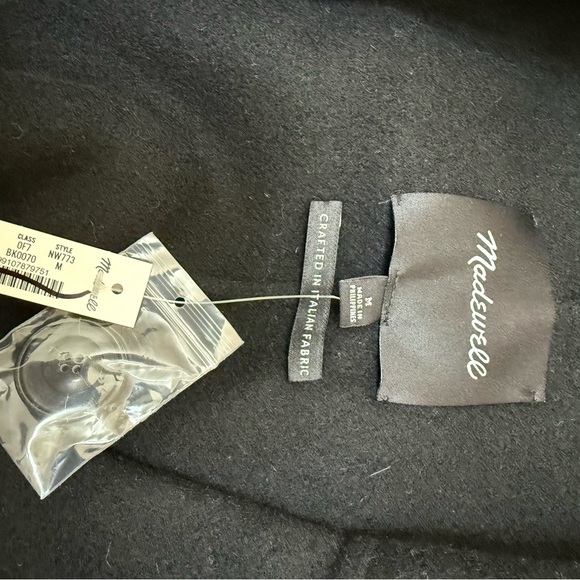 NWT Madewell Women's Black Double-Faced Wool Brushed Long Coat - Med - Picture 5 of 8